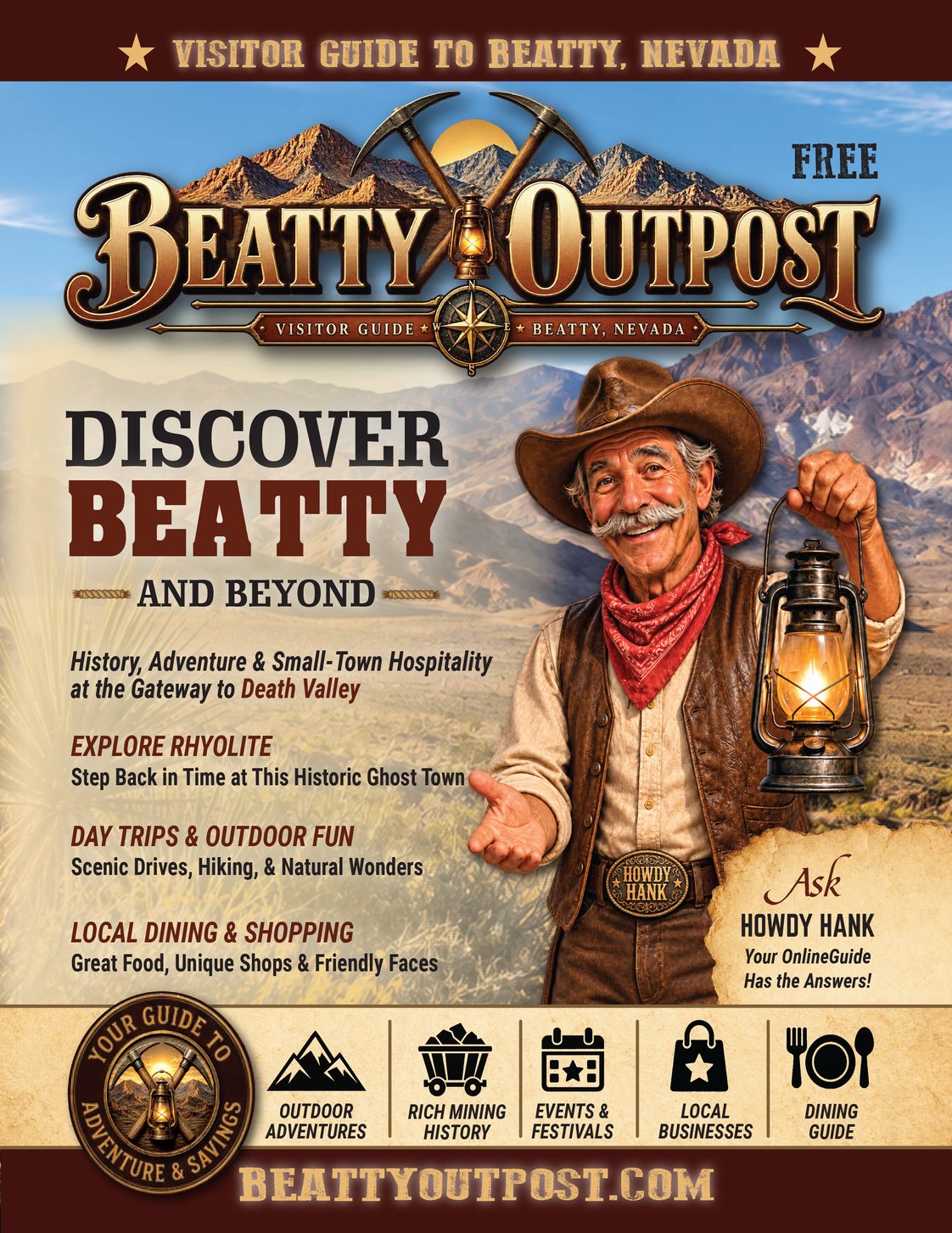 The Beatty Outpost, Issue No. 1 — Discover Beatty and Beyond: history, adventure and small-town hospitality at the gateway to Death Valley.