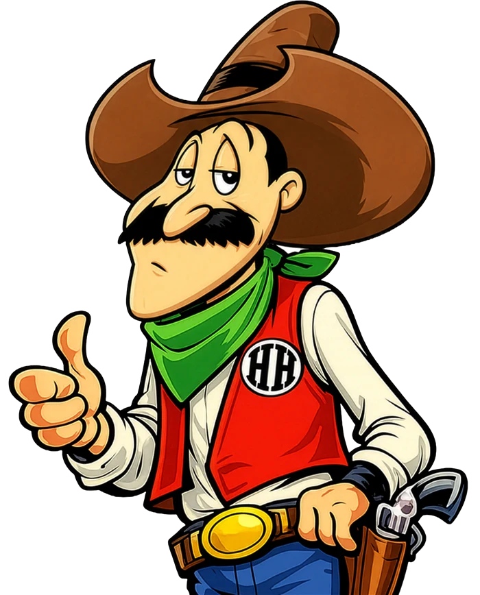 Howdy Hank, the Outpost's cowboy host, giving a thumbs-up